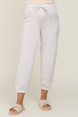 Ivory Paper Bag Waist Maternity Joggers