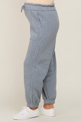 Heather Grey Paper Bag Waist Maternity Joggers