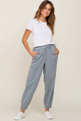 Heather Grey Paper Bag Waist Maternity Joggers