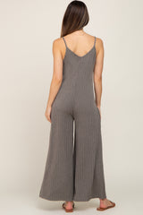 Olive Rib Knit Wide Leg Maternity Jumpsuit