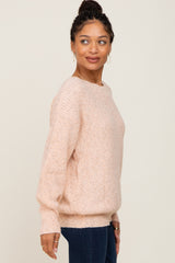 Pink Knit Cutout Back Sweater