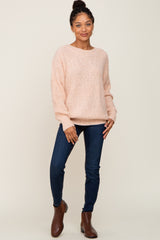 Pink Knit Cutout Back Sweater