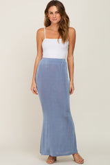 Blue Stretch Knit Maxi Skirt