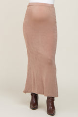 Mocha Stretch Knit Maternity Maxi Skirt