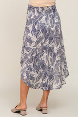 Blue Leaf Print Maternity Midi Skirt