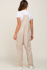 Beige Heathered Front Pocket Jumpsuit