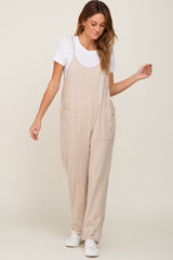 Beige Heathered Front Pocket Jumpsuit