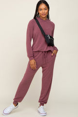 Plum Hoodie and Jogger Maternity Set