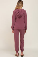 Plum Hoodie and Jogger Maternity Set