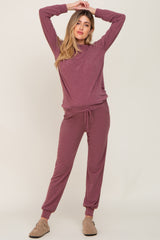 Plum Hoodie and Jogger Maternity Set