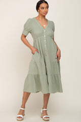 Mint Button Down Short Sleeve Dress