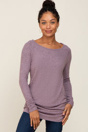 Mauve Brushed Knit Ruched Top