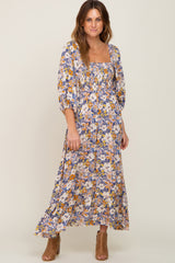 Blue Multi-Color Floral Maxi Dress