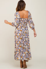 Blue Multi-Color Floral Maxi Dress