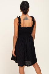 Black Smocked Eyelet Dress