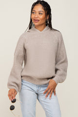 Beige Hooded Maternity Sweater