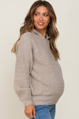 Beige Hooded Maternity Sweater