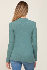 Green Soft Rib Knit Long Sleeve Maternity Top