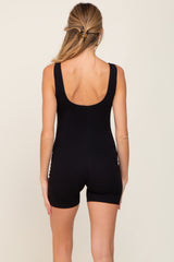 Black Solid Sleeveless Short Maternity Bodysuit