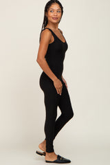 Black Ribbed Bodycon Jumpsuit