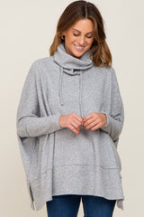 Heather Grey Waffle Knit Turtle Neck Top