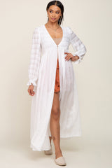 White Long Sleeve Cover-Up