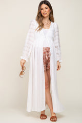 White Long Sleeve Maternity Cover-Up