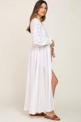 White Long Sleeve Maternity Cover-Up