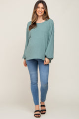 Light Olive Ribbed Maternity Long Sleeve Top