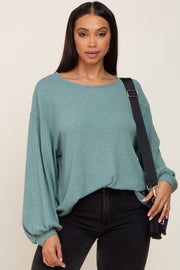 Light Olive Ribbed Long Sleeve Top