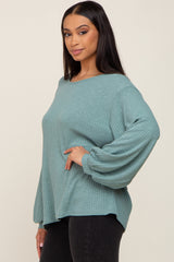 Light Olive Ribbed Long Sleeve Top