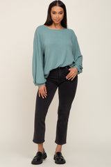 Light Olive Ribbed Long Sleeve Top