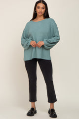 Light Olive Ribbed Long Sleeve Top