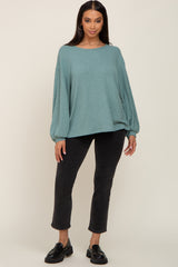 Light Olive Ribbed Long Sleeve Top