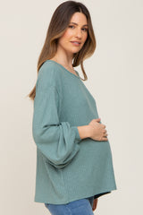 Light Olive Ribbed Maternity Long Sleeve Top