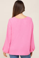 Pink Ribbed Maternity Long Sleeve Top