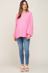 Pink Ribbed Maternity Long Sleeve Top