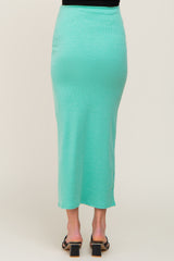 Mint Green Ribbed Maternity Maxi Skirt