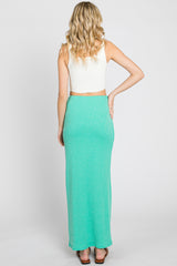 Mint Green Ribbed Maxi Skirt