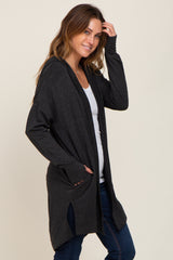 Black Side Slit Hooded Cardigan