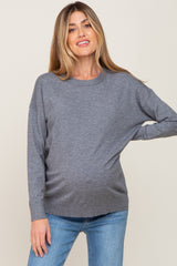 Charcoal Knit Long Sleeve Maternity Top