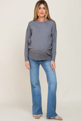 Charcoal Knit Long Sleeve Maternity Top