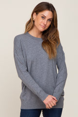 Charcoal Knit Long Sleeve Maternity Top