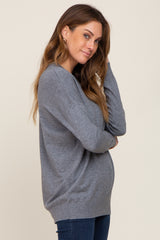 Charcoal Knit Long Sleeve Top