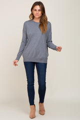 Charcoal Knit Long Sleeve Top