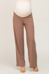 Mocha Wide Leg Maternity Dress Pants