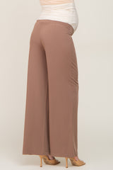 Mocha Wide Leg Maternity Dress Pants