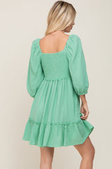 Mint Green Smocked Button Front Dress