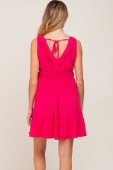 Fuchsia Ruffle Sleeveless Maternity Mini Dress