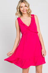 Fuchsia Ruffle Sleeveless Maternity Mini Dress